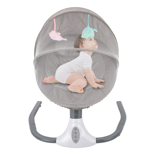 Berceau électrique pour bébé - Balançoire automatique - Bluetooth - Avec musique - Pour bébé entre 0 et 18 mois - Gris