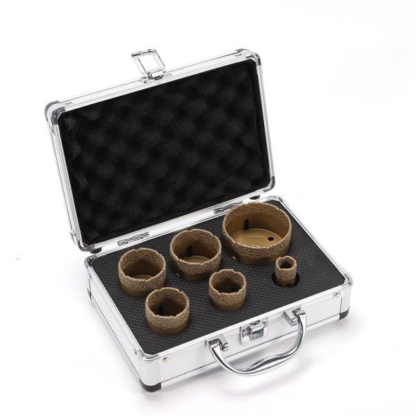 Lot de 6 couronnes de forage diamantées professionnelles pour granit grès cérame Outil de carrelage Kit de forage diamant
