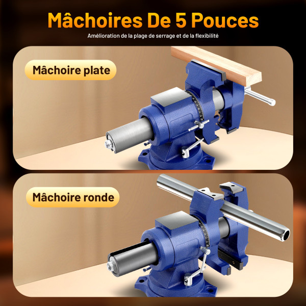 Étau D'atelier 100 Mm En Fonte - Mâchoires Larges - Poids 4,8 Kg - Neuf