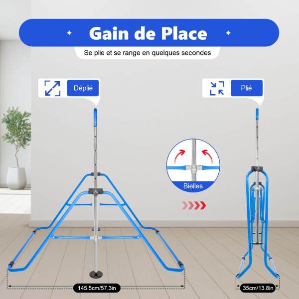 Barre De Gymnastique Pliable Avec Anneaux Pour Enfants, Barre Horizontale Extensible, Hauteur Réglable, équipement De Fitness Pour La Maison Ou Pour
