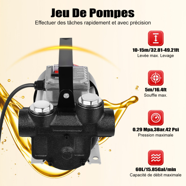 Pompe diesel auto-amorçante  230 V + 550 W - Pompe à diesel bio - Pompe à fioul électrique - Pompe à carburant