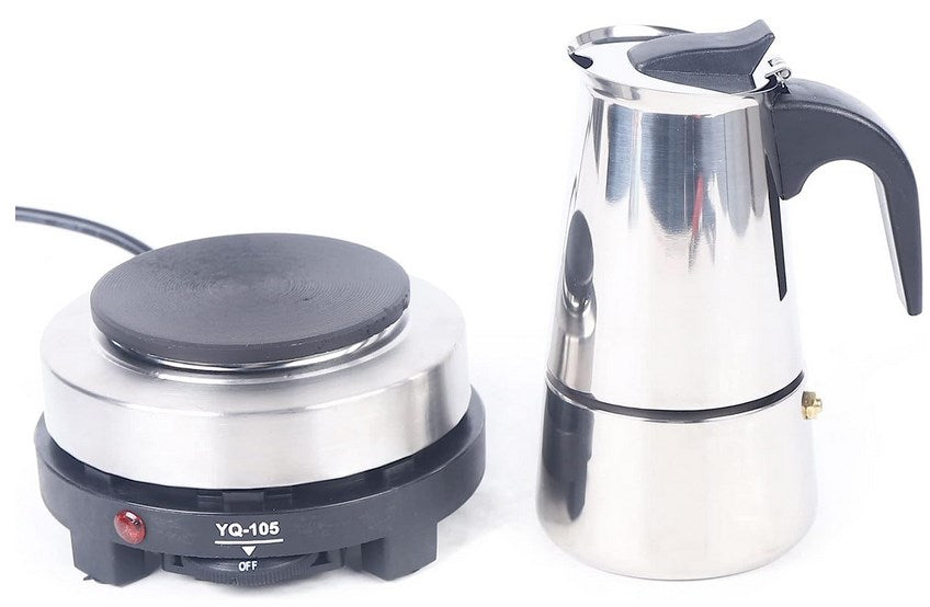Cafetière Siphon En Verre Rétro - Machine à Café à Piston Sous Vide - 4 Tasses/400ml - Base Bois Et Lampe Alcool - Style Belge (Doré) - 8