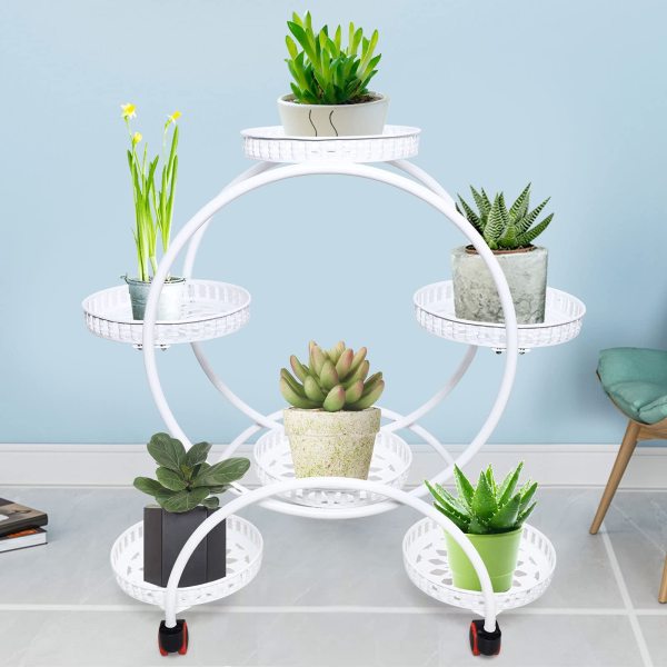 Support de plantes à 6 niveaux en métal pour l'intérieur et l'extérieur - Pour le balcon et le jardin