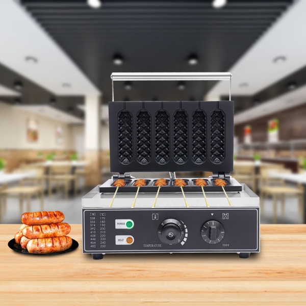 Machine à gaufres 220 V - En acier inoxydable - Avec surface anti-adhésive - pour faire des hot dogs