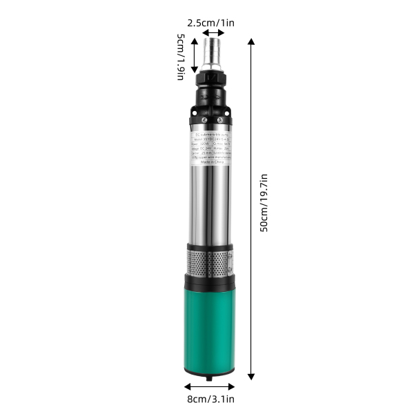 320 W Pompe solaire immergée en acier inoxydable DC 24 V Pompe submersible 25 m 5 m³/h