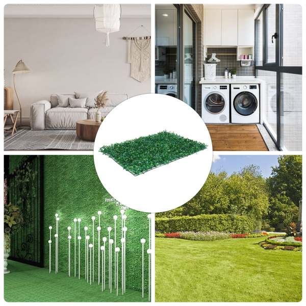12 Pcs Artificielle Haie Plantes Suspendues Mur Plante Murale Tapis Décoration Extérieure - 40X60cm