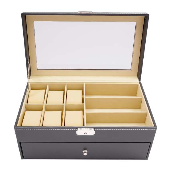 15 emplacements pour montres et lunettes de soleil