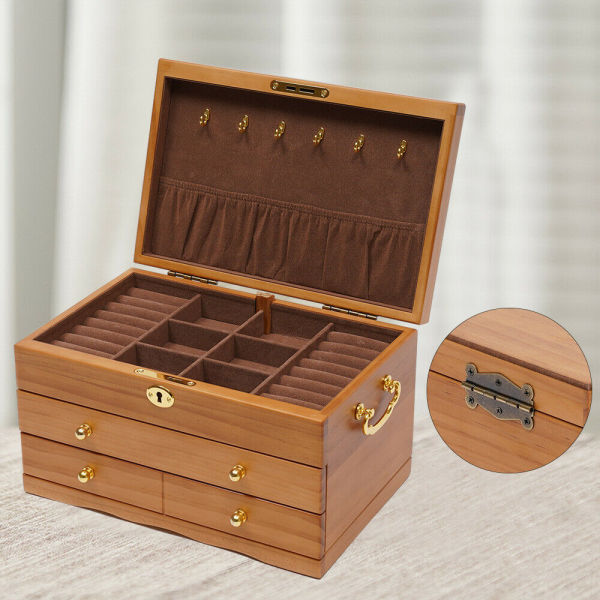 Boîte à Bijoux 3 Étagees TEGOVE - Avec Coussin Montre - Organisation Bijoux Femme - Cadeau Parfait