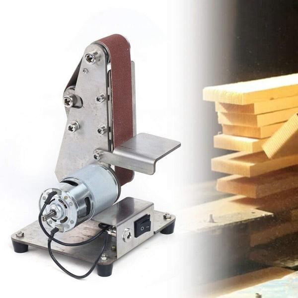 Ponceuse à bande électrique - 100 W/300 W - Mini ponceuse à bande électrique - 7 vitesses - Réglage de la vitesse de rotation - Pour table (moteur à broche 775)