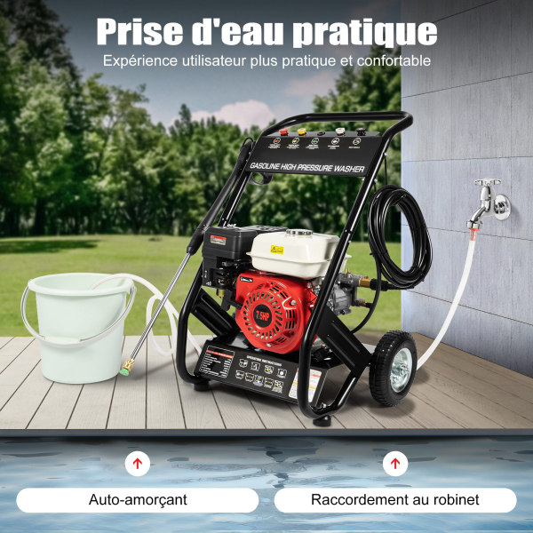 6,5 HP Nettoyeur haute pression à essence pour machine à laver moteur à essence 3400 tr/min 170-190 bar