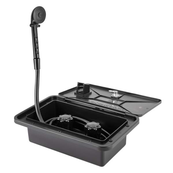 kit de boîte de douche extérieure pour camping-car avec interrupteur chaud/froid, pomme de douche, tuyau, pour bateau, camping-car, caravane, noir