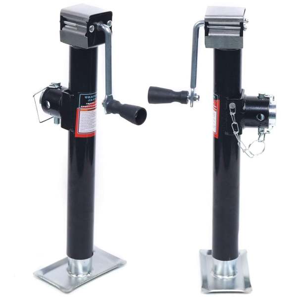 Lot de 2 pieds de support pour remorque - Support de levage pour charges lourdes - Avec manivelle - 1000 kg - Charge de support - 1 t