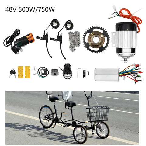 Moteur électrique 48V 750W Sans Balai – 2800 Tr/min, Couple 2,56 Nm, Rapport 5,6:1, Chaîne 420, Contrôleur Inclus, Pour Scooter/vélo/tricycle