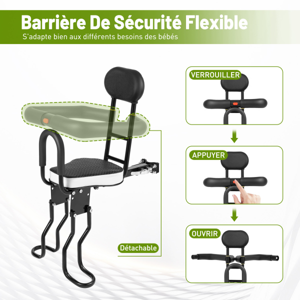 Siège Vélo Enfant Avant – 30 Kg, Avec Pédales Et Repose-pieds, Sécurité