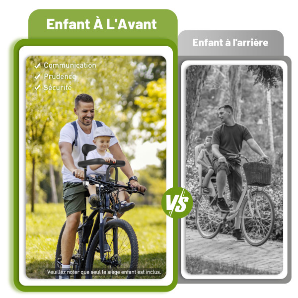 Super Pratique ! Siège Enfant Pour Vélo Monté à L’avant Avec Guidon Et Repose-pieds