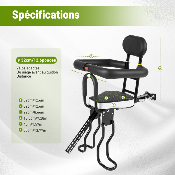 Eton Siège De Vélo Universel Pour Bébé à Montage Avant, Siège De Vélo