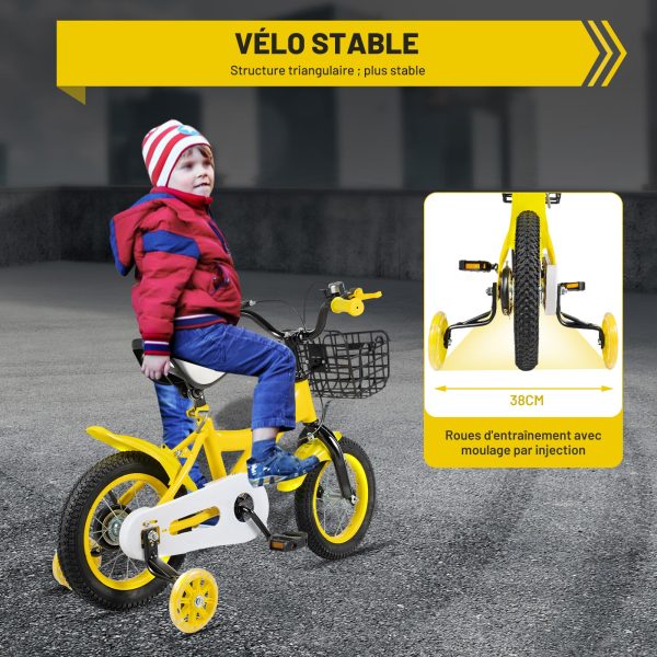 Vélo Enfant 12 Pouces MccoMMon - Acier Carbone, Roues Stabilisatrices, Freins Double | Pour 2-4 Ans