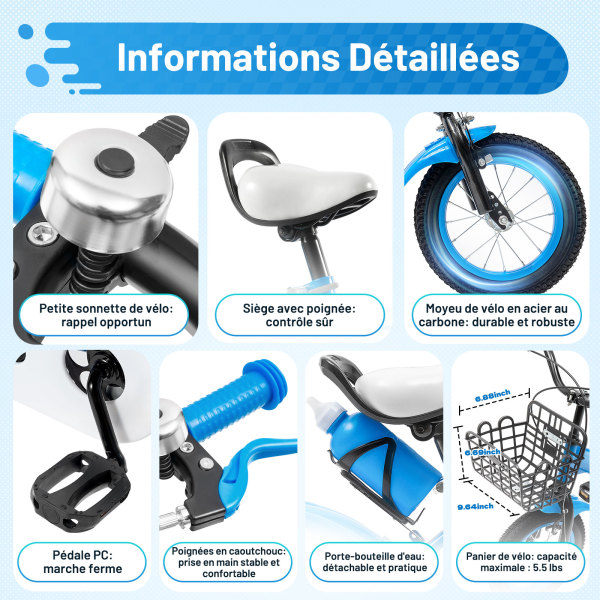 Vélo pour enfant de 14 avec roues stabilisatrices - Vélo stable pour enfants de 3 à 7 ans - Charge axiale : 80 kg - Convient pour la ville et les pistes cyclables (vert foncé
