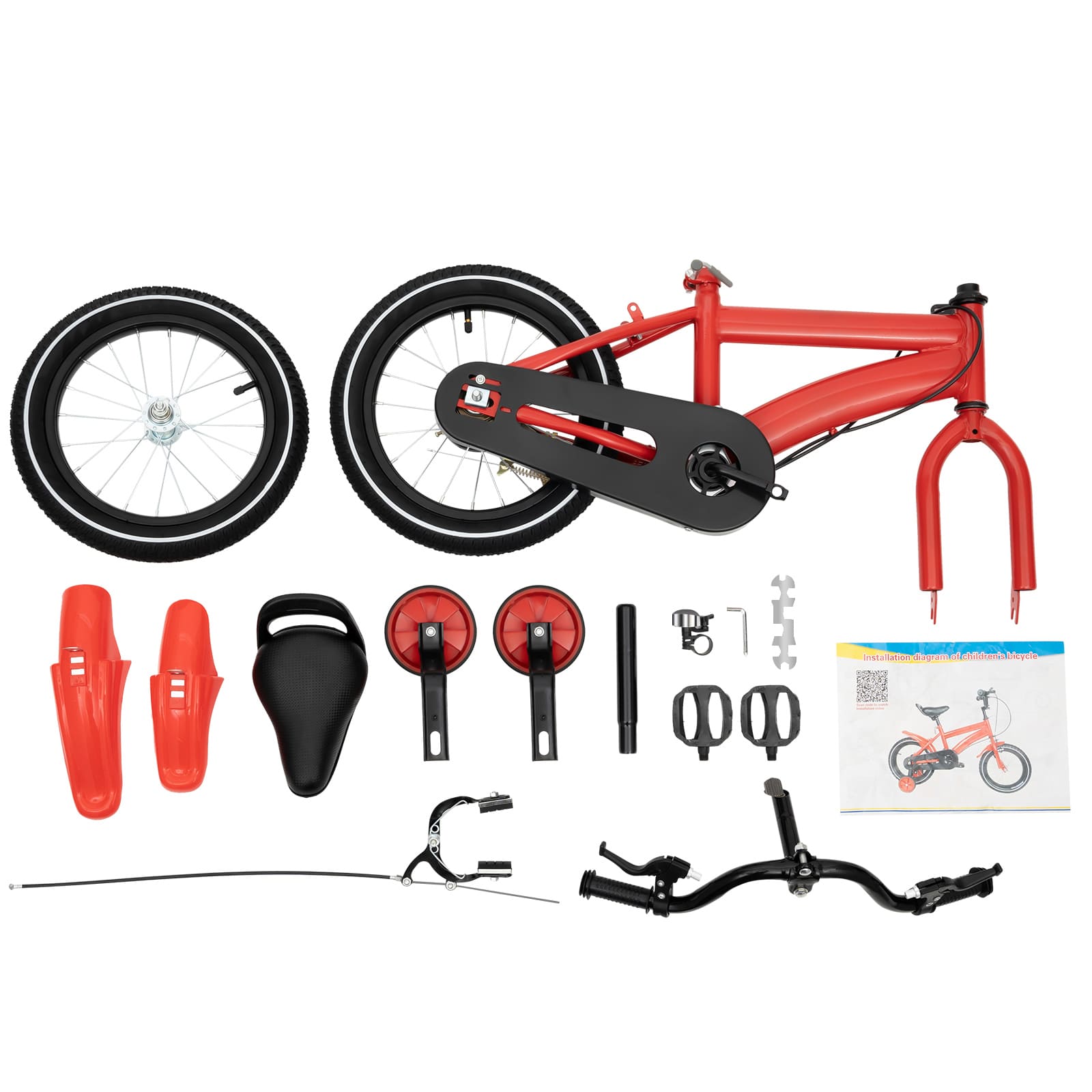 Vélo Enfant 14 Pouces Avec Roues Stabilisatrices - Acier Carbone, Réglable, Pour 4-7 Ans, Bleu/noir, Charge 60 Kg
