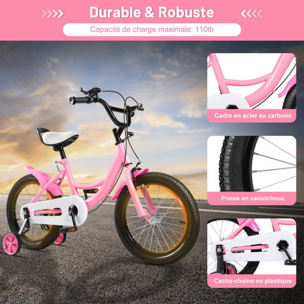 Vélo Enfant 40,6 Cm – Cadre Acier Carbone, Siège Réglable, Roues Stabilisatrices