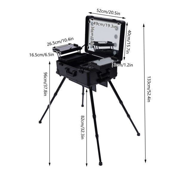 Valise Maquillage Professionnelle à Roulettes – Miroir LED Grand Diamètre – 3 Étages – Or Rose – Charge Max 50 Kg