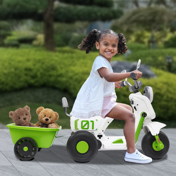 Moto électrique avec godet arrière Norme européenne Moto électrique pour enfants Moderne sans piles 6V4.5AH Blanc Moto électrique avec godet arrière Norme européenne Moto électrique pour enfants Moderne sans piles 6V4.5AH Blanc