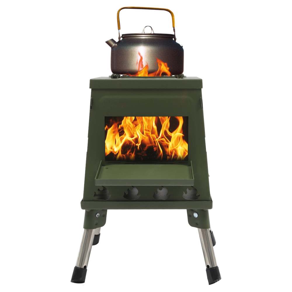 Poêle De Tente Portable Pour Camping - Bois - Compact, Sécurisé Avec Fenêtre - Neuf
