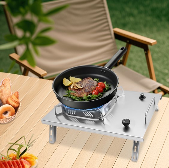 Réchauds de camping, réchauds portables avec brûleurs réglables, plateaux de table pliables