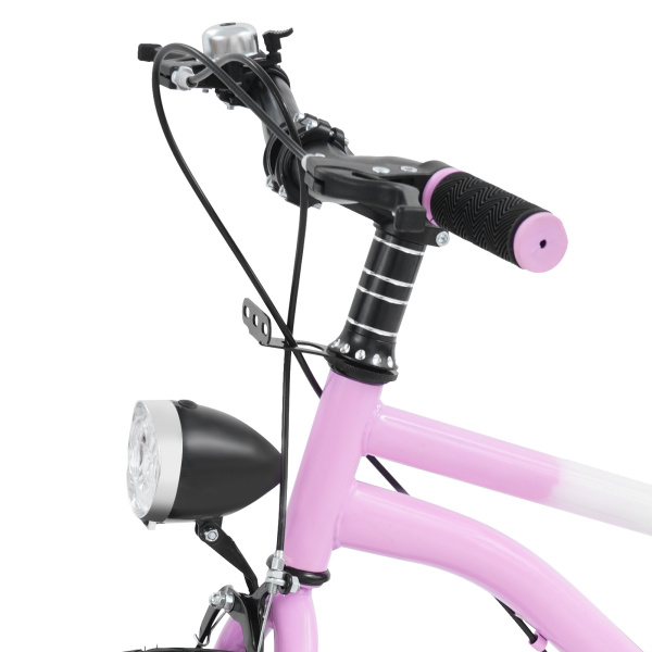 Vélo enfant 40 cm, avec éclairage et roues stabilisatrices, pour enfants de 5 à 8 ans mesurant entre 105 et 135 cm - Rose
