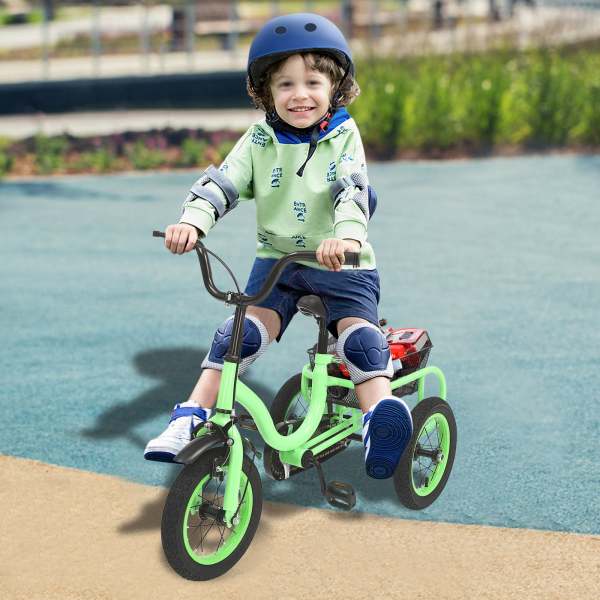 Tricycle 12 Pouces à 3 Roues Pour Enfants 2-5 Ans - Cadre Acier - Frein Avant - Siège Réglable - Panier Inclus - Vitesse Unique
