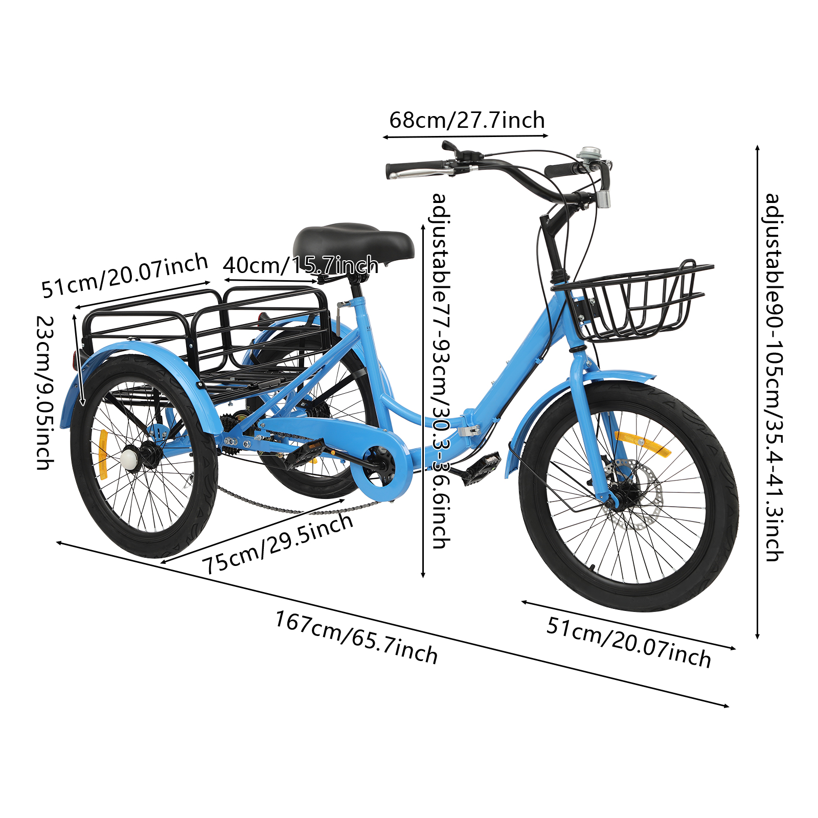 20 Pouce 3 Roues Tricycle Adulte Tricycle Siple Speed Panier Bicycle 20 Pouce 3 Roues Tricycle Adulte Tricycle Siple Speed Panier Bicycle