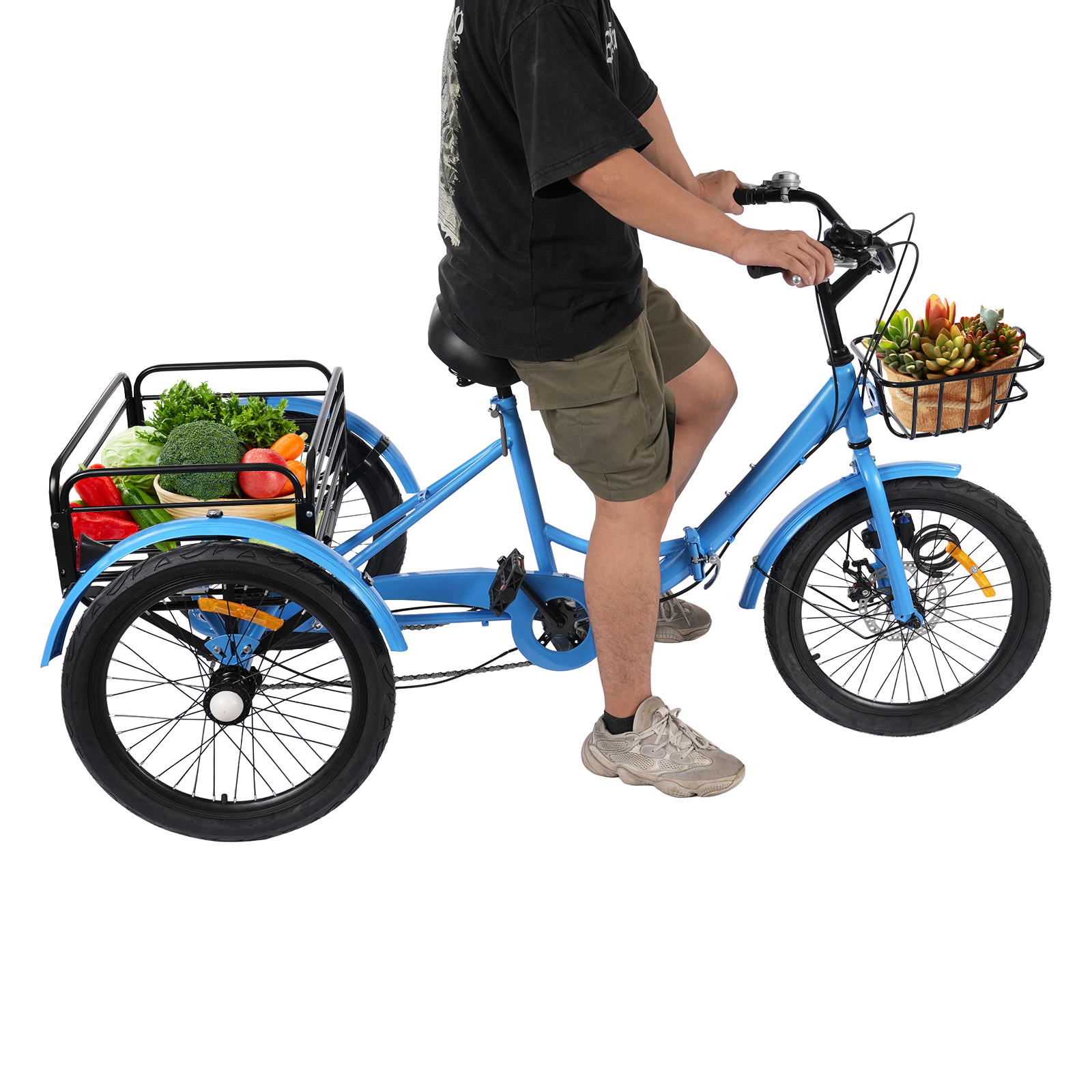 Tricycle Adulte Pliable 24 Pouces 7 Vitesses Avec Panier Et Lumière - Neuf