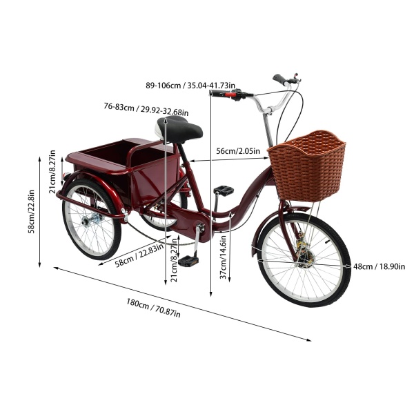 Grand Panier Arrière Pliable Pour Tricycle Aaiwa - Acier Blanc Avec Sac