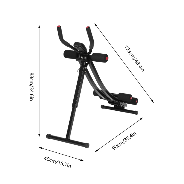Entraîneur abdominal pliable, entraîneur abdominal, machine d'exercice abdominal pour employés de bureau, mères post-partum - Noir