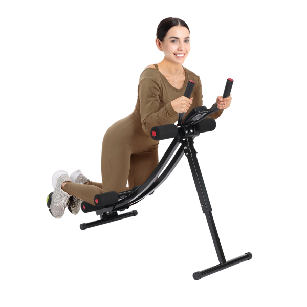 Entraîneur abdominal pliable, entraîneur abdominal, machine d'exercice abdominal pour employés de bureau, mères post-partum - Noir
