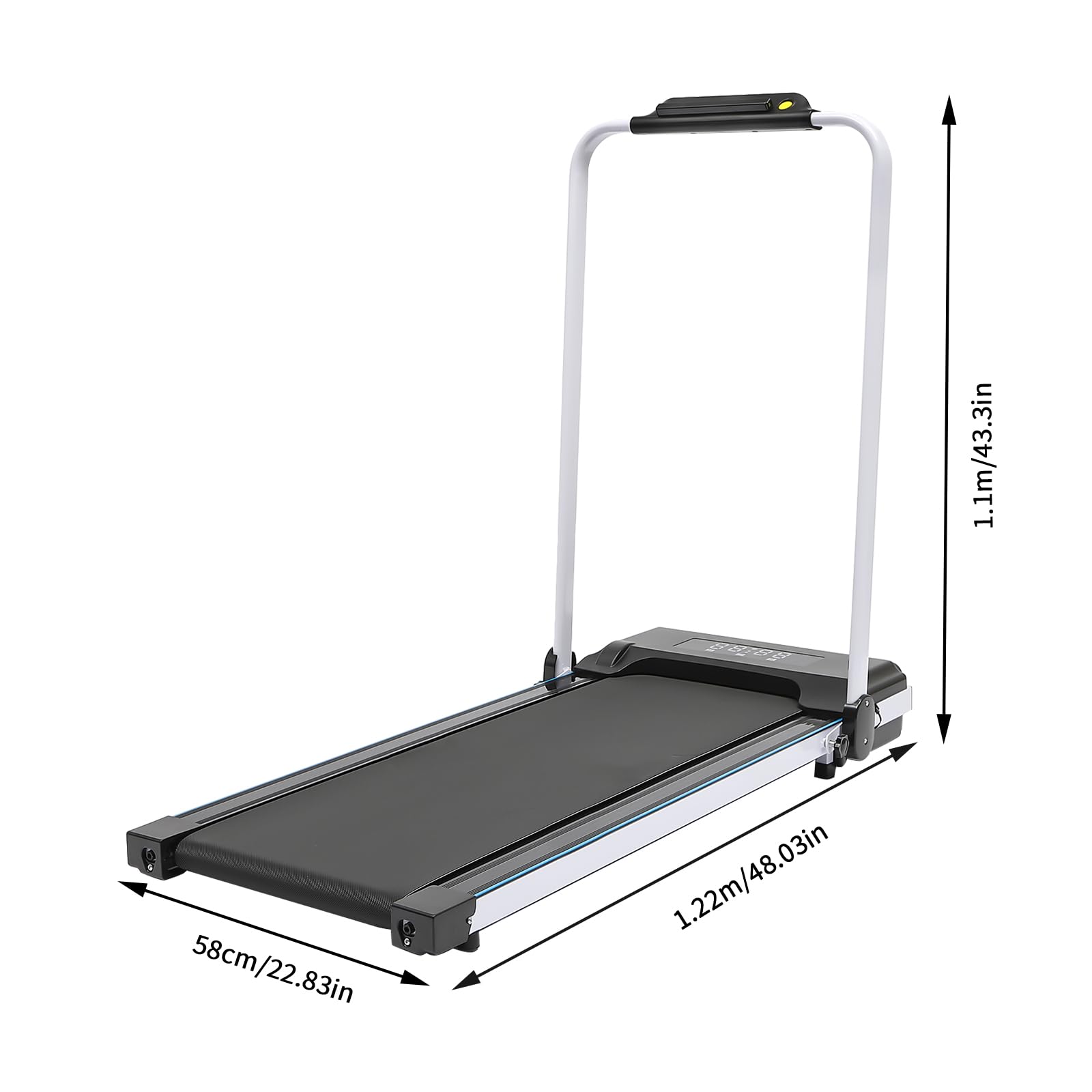 Tapis De Course Pliable 2.5 HP - Inclinaison 5°, Vitesse Max 8 Km/h, écran LCD - Pour Marche Rapide, Entraînement HIIT à La Maison - 7