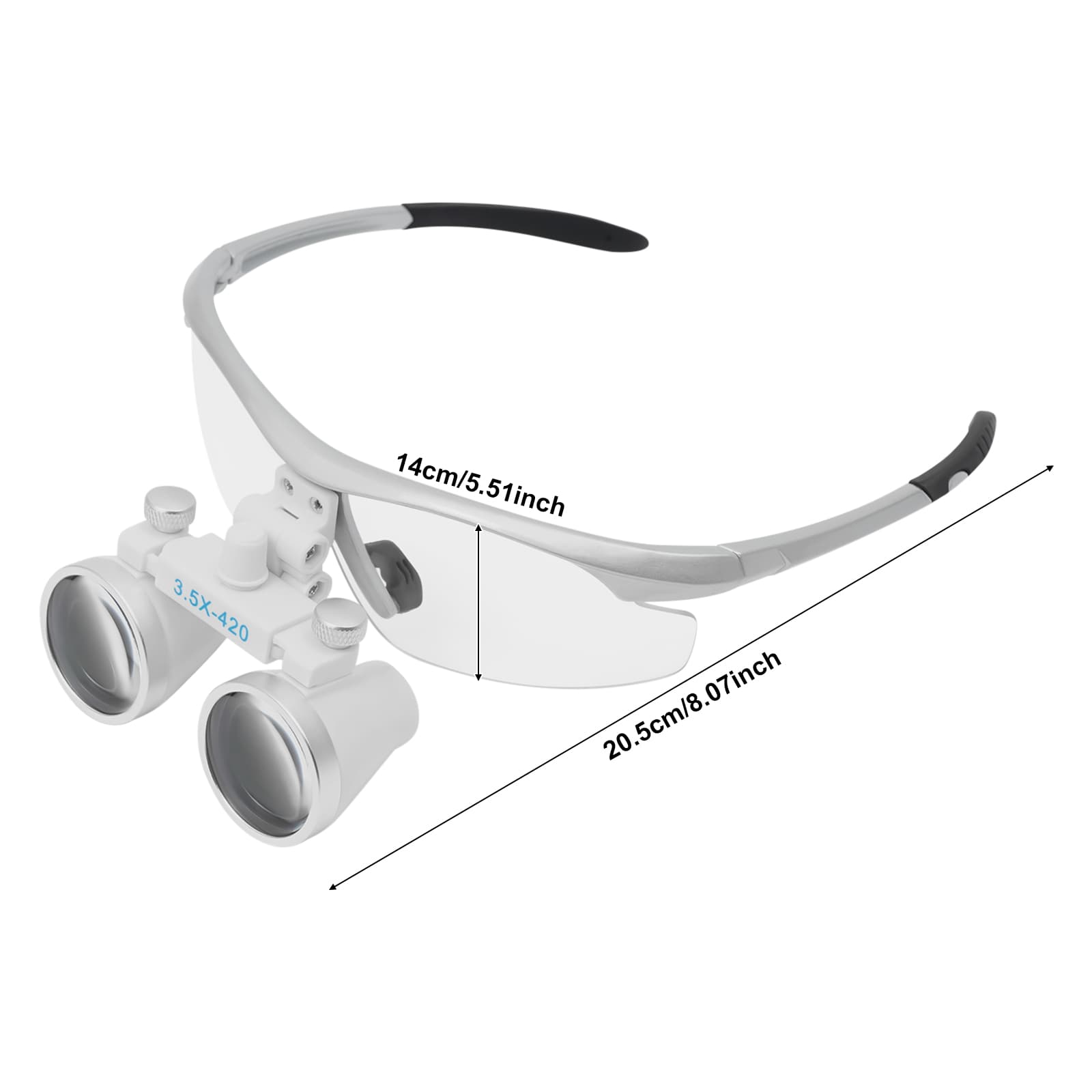 Loupe Binoculaire Chirurgicale Eterfant 3.5x Avec LED 5W - Pour Dentistes, Distance 420mm
