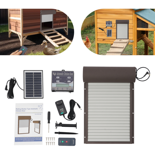Porte solaire automatique pour poulailler - Marron foncé