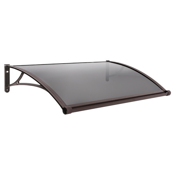 Abri de pluie en arc pour porte d'entrée 84 × 120 cm, abri de pluie en arc pour extérieur - Support marron + Abri marron