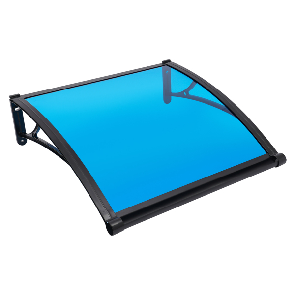 Store banne 80×80 cm, store banne extérieur, store banne pour grand évier - Support noir + Abri bleu lac
