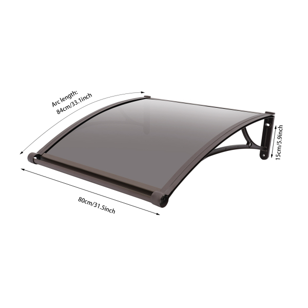Store banne 80×80 cm, store banne extérieur, store banne pour grand évier - Support marron + Abri marron