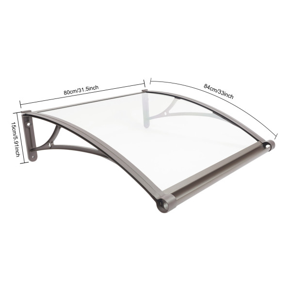 Store banne 80×80 cm, store banne extérieur, store banne pour grand évier - Support marron + Abri transparent