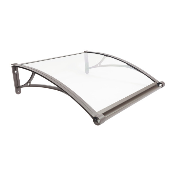 Store banne 80×80 cm, store banne extérieur, store banne pour grand évier - Support marron + Abri transparent