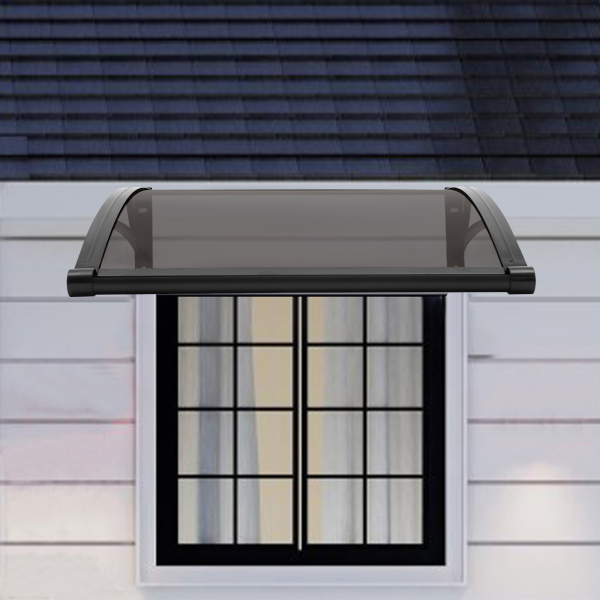 Store banne 80×80 cm, store banne extérieur, store banne pour grand évier - Support noir + Abri marron