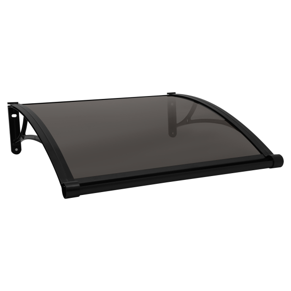 Store banne 80×80 cm, store banne extérieur, store banne pour grand évier - Support noir + Abri marron