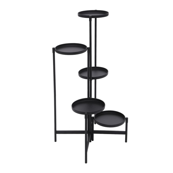 Support d'angle pour plantes d'intérieur, support pour plantes hautes à 5 niveaux, étagère de présentation pour plantes pour décoration intérieure - Noir
