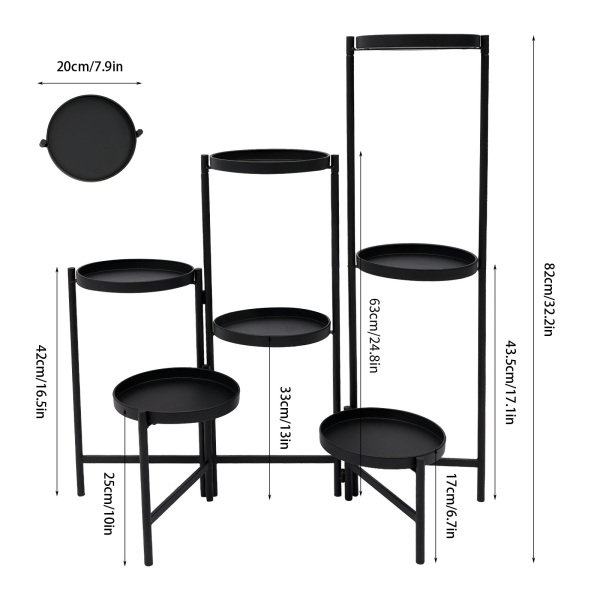 Support pour plantes, support pour plantes à 7 niveaux, présentoir pour plantes pour placement de fleurs ou de plantes en intérieur et en extérieur