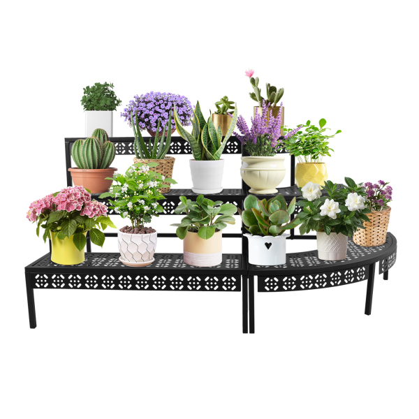 Support à plantes rectangulaire à 3 niveaux, étagère de présentation pour pots de fleurs, support de rangement et organisateur