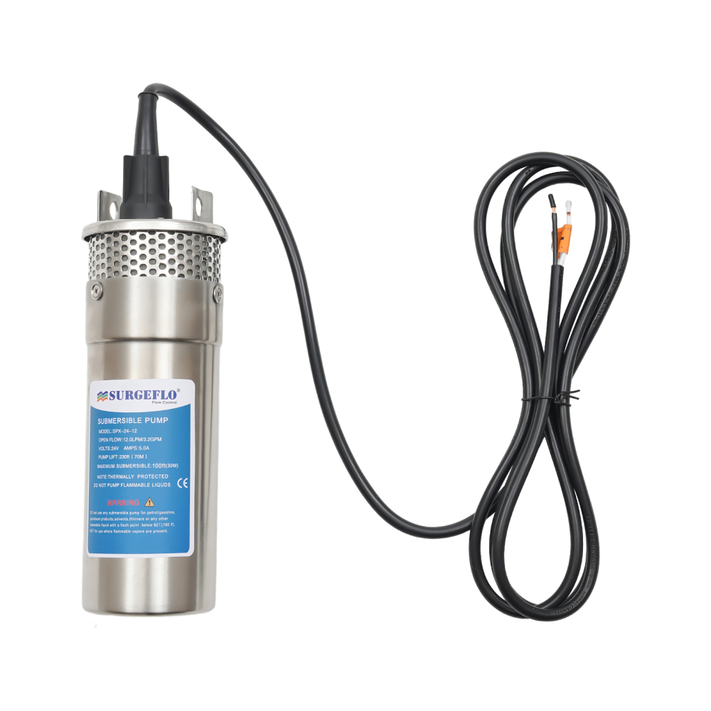 Pompe Submersible Pour Puits Profond 24V – 3,2 GPM – Coque Inox – Modèle SPX-24-12