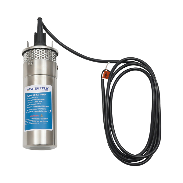 Pompe de puits profond 12 V CC Pompe submersible Pompe à eau étanche et antirouille à faible bruit avec deux anneaux de lanière NSK doubles roulements pour navires bateaux de pêche